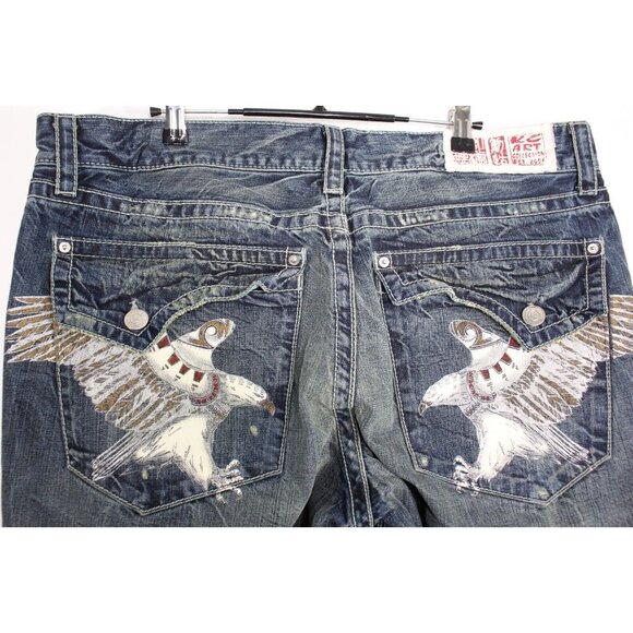 Key Closet Mens 40 x 33 Y2K Style Eagle Straight Jeans NEW M1038 - Picture 5 of 7